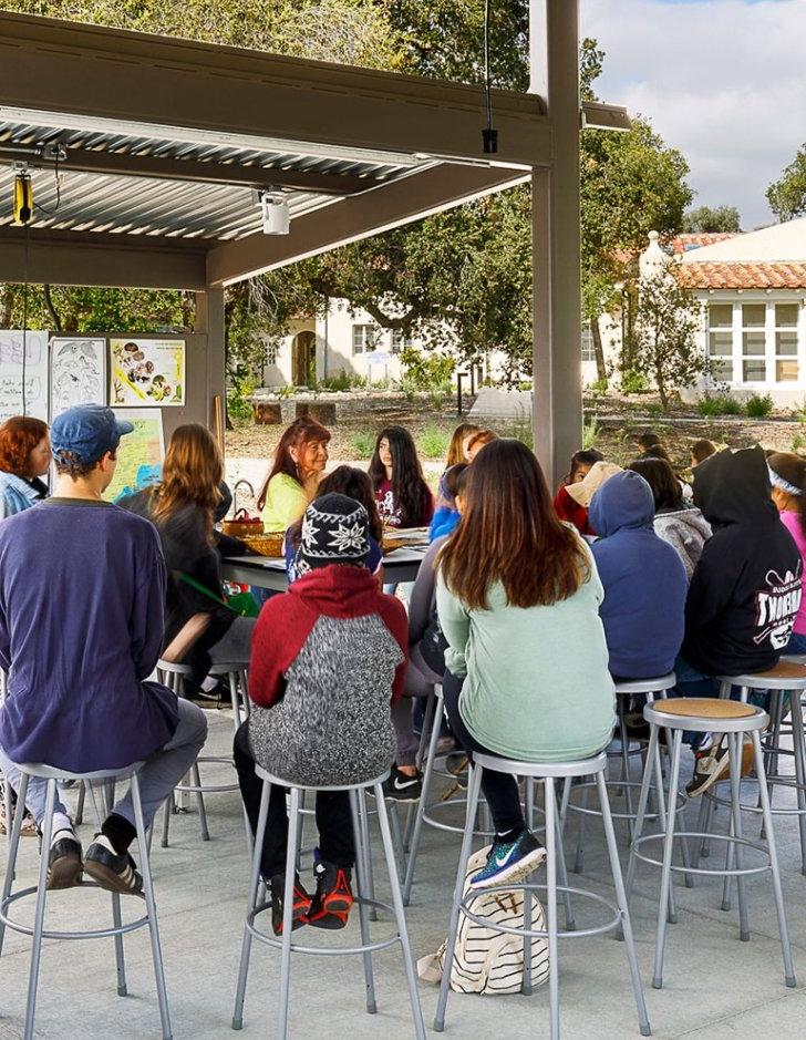 Students in an outdoor classroom at the Robert Redford Conservancy